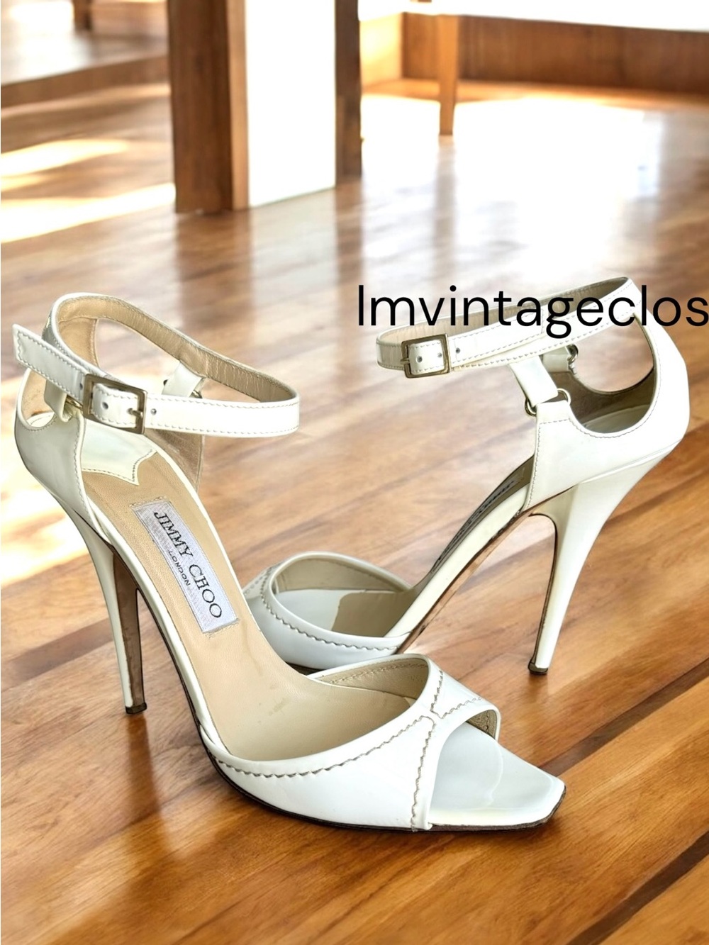 Jimmy Choo Patent D’Orsay Sandals White Pumps